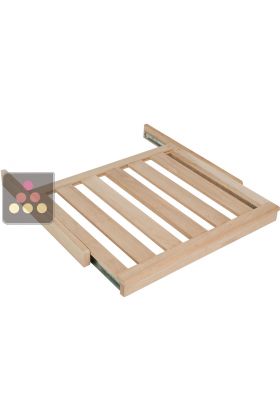 Solid oak sliding shelf for wine cabinets in the Prestige range