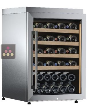 Freestanding single temperature wine for storage or service - Stainless steel cladding - Sliding shelves CALICE