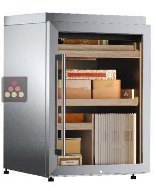 Stainless steel cigar humidor with temperature and hygrometry management CALICE
