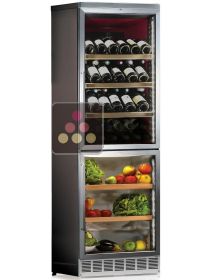 Combined built-in wine cabinet and Alcools/Champagne/Soft drinks compartment - Stainless steel internal coating CALICE