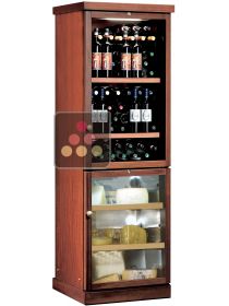 Dual temperature combination : wine cabinet and cheese cabinets - Wooden casing - Standing bottles CALICE