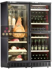 Built-in combination of two wine service cabinets & cold cuts cabinet CALICE