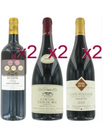 Selection of 6 Red Wines - Great vintages from Burgundy & Bordelais Sélection Vin