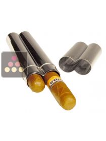Case for 2 cigars made from refined polished steel Adorini