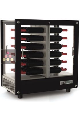 4-sided refrigerated display cabinet for storage or service of wine
