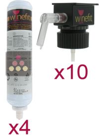 Set of 10 dispensing heads and 4 argon cartridges for wine glass distributor WINEFIT