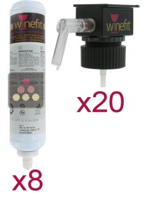 Set of 20 dispensing heads and eight Argon cartridges for by the glass distributor WINEFIT