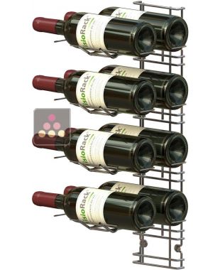Chromed steel wall rack for 8 x 75cl bottles - Horizontal bottles VISIORACK