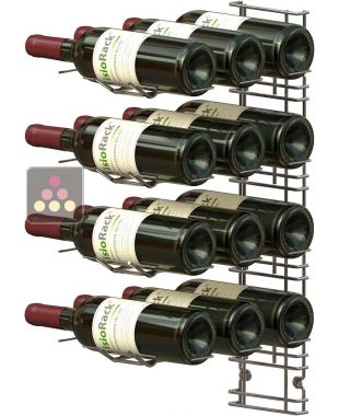 Chromed steel wall rack for 12 x 75cl bottles - Horizontal bottles VISIORACK