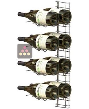 Chromed steel wall rack for 8x Magnum bottles - Horizontal bottles VISIORACK