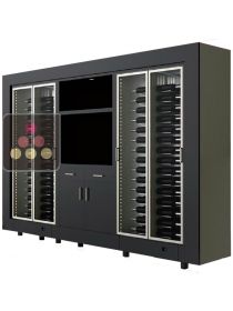 Combination of two modular multipurpose wine cabinets with free standing island storage unit  CALICE DESIGN