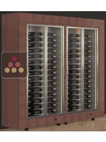 Freestanding combination of two professional multi-temperature wine display cabinets - Horizontal bottles - Flat frame CALICE DESIGN