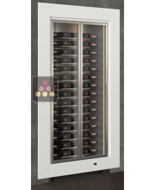 Professional built-in multi-temperature wine display cabinet - Horizontal bottles - Flat frame CALICE DESIGN