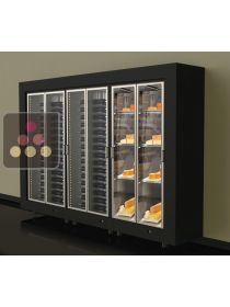 Freestanding combination of 3 refrigerated display cabinets for wine and cheese - Flat frame CALICE DESIGN