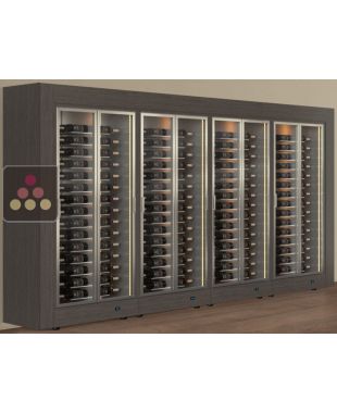 Freestanding combination of 4 professional multi-temperature wine display cabinets - Horizontal bottles - Flat frame CALICE DESIGN