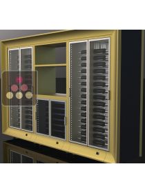 Combination of three modular multipurpose wine cabinets with slatted storage - island unit CALICE DESIGN