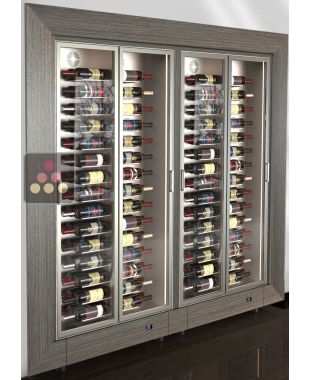 Built-in combination of 2 professional multi-temperature wine display cabinet - 36cm deep - Horizontal bottles CALICE DESIGN