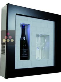 Single temperature silent refrigerated Champagne stand  for 1 bottle and 2 glasses CALICE DESIGN
