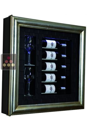 Single temperature silent refrigerated Champagne stand  for 5 bottles and 2 glasses