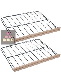 Set of 2 Steel wire storage shelves with wooden front  CLIMADIFF