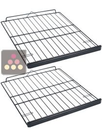 Set of 2 Steel wire storage shelves with wooden front  AVINTAGE