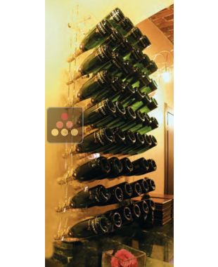Wall Mounted Bottle Rack in Plexiglass for 60 Champagne bottles - (optional LED lighting) SOBRIO