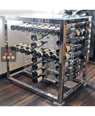 Table with storage solution in plexiglass for 144 bottles SOBRIO