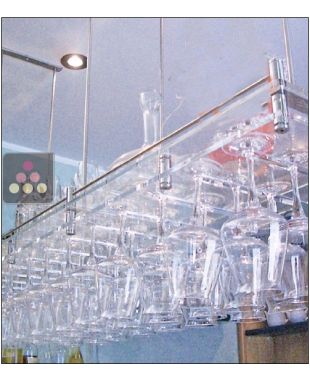 Wall Mounted Suspended Glass Rack in Clear Plexiglass - 50 glasses SOBRIO