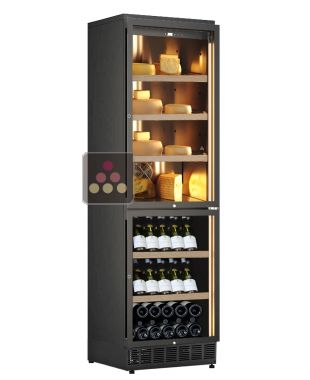 Built-in combination of cheese & wine cabinets - Inclined bottles CALICE