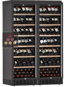 Built-in combination of 2 single-temperature wine cabinets for service or storage CALICE