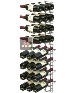 Black mat steel wall rack for 24 x 75cl bottles - Mixed horizontal and inclined bottles VISIORACK