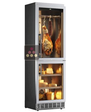 Built-in combination of a cured meat and a cheese cabinets - Stainless steel front CALICE