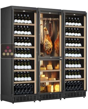 Built-in combination of 2 wine cabinet, and 1 cheese & cold cuts cabinet CALICE