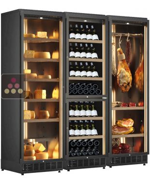 Built-in combination of 1 wine cabinet, a delicatessen cabinet and a cheese cabinet CALICE