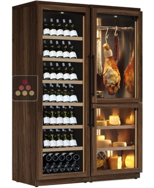 Built-in combination of a mono-temperature wine cabinet, a cheese and cured meat cabinet CALICE