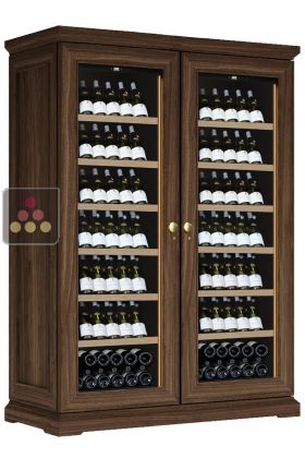 Combination of 2 Single temperature wine service or storage cabinets - Inclined bottles