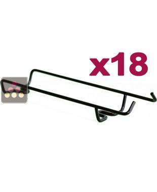 Set of 18 bottle holders in matt black steel wire, to be installed VISIORACK