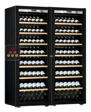 Combination of 2 single temperature wine ageing or service cabinet - Full Glass door - Inclined bottles TRANSTHERM