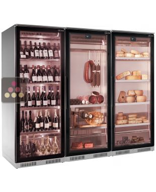 Combination of 3 refrigerated display cabinets for wine, cold cuts and cheese - Depth 700mm BRERA
