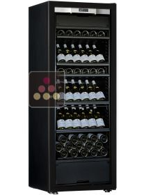 Multi-Purpose Ageing and Service Wine Cabinet for cold and tempered wine - 3 temperatures - Inclined bottles - Full Glass door - All black design TRANSTHERM