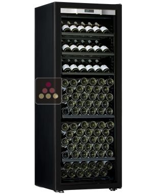 Single temperature wine ageing or service cabinet - Storage/presentation shelves - Full Glass door - All black design TRANSTHERM