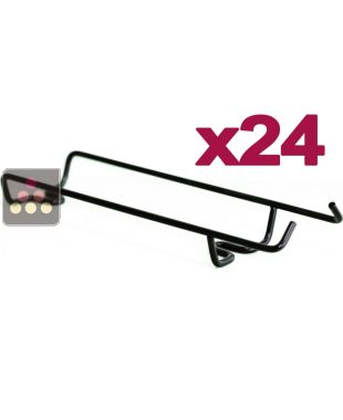 Set of 24 bottle holders in matt black steel wire, to be installed VISIORACK