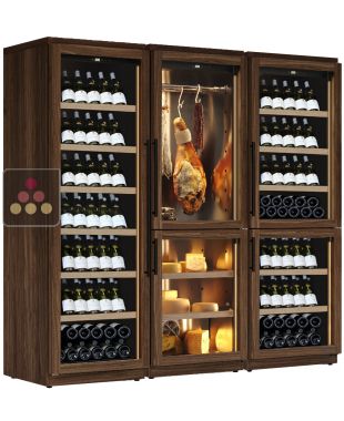 Combination of 3 wine service or storage cabinets - 3-temperatures and a combination of cheese and cured meat cabinets CALICE