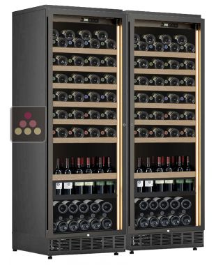 Built-in combination of 2 single-temperature wine cabinets for service or storage CALICE