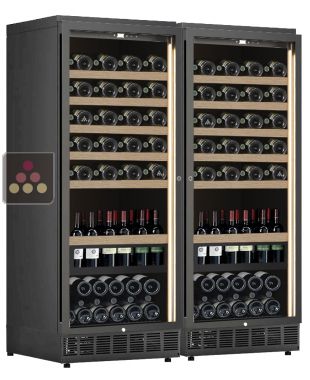 Built-in combination of 2 single-temperature wine cabinets for service or storage CALICE
