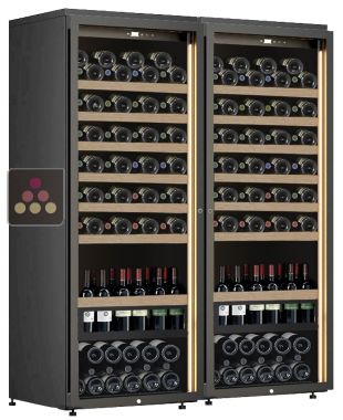 Combination of 2 single-temperature wine cabinets for service or storage CALICE