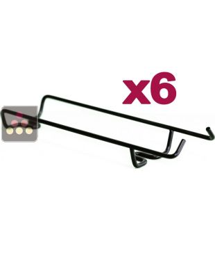 Set of 6 bottle holders in matt black steel wire, to be installed VISIORACK