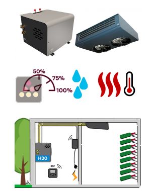 Air conditioner for natural wine cellar 1130 Watts - ceiling unit cooler - Water-cooled condensing - Cold, humidifier and heating  FRIAX