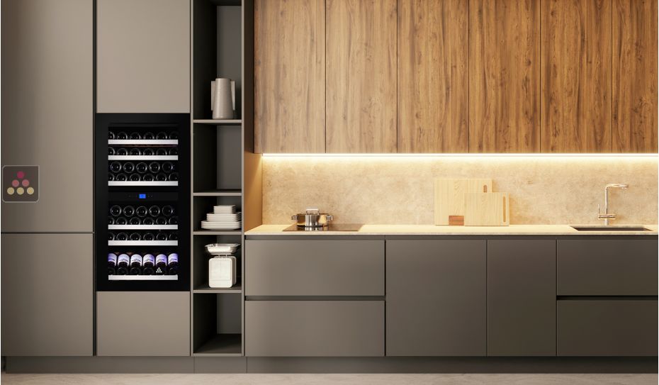 Dual temperature built in wine cabinet for service or aging self-ventilated