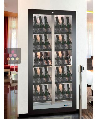 Built-in multi-temperature wine display cabinet for storage or service - Professional use - 36cm deep - Inclined bottles CALICE DESIGN